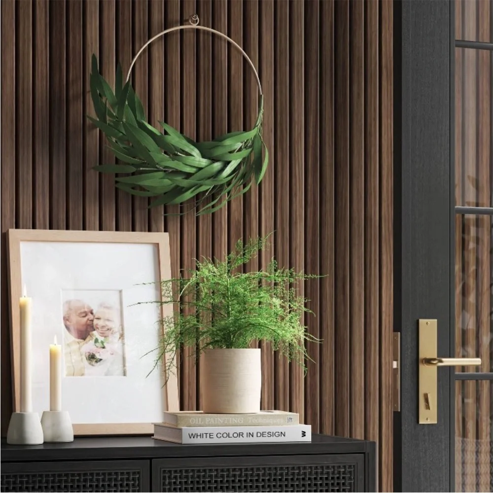 THRESHOLD NWT faux greenery bamboo wreath ring wall sculpture -green -15x17